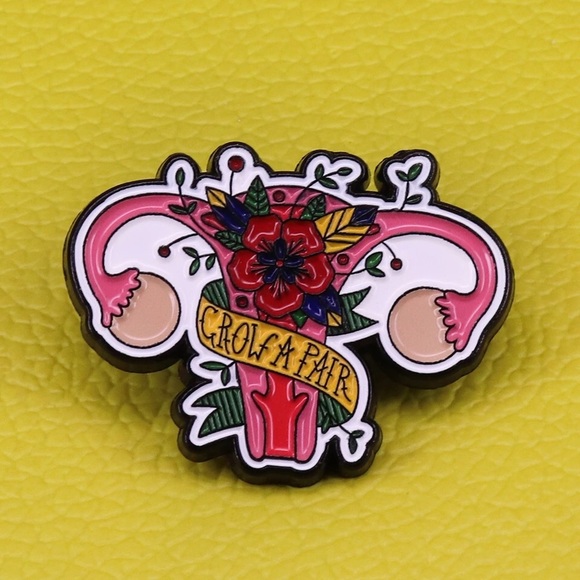 Grow A Pair Floral Ovaries Feminist Enamel Pin - Picture 1 of 3